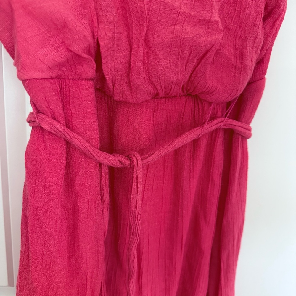 Luxology Beaded Maxi Dress Coral Pink Sleeveless Belted Empire Waist Size S - Picture 4 of 13